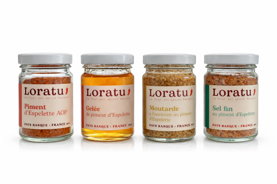 Condiments au piment d'Espelette AOP : gelée, moutarde, purée — Loratu Condiments au piment d'Espelette AOP : gelée, moutarde, purée — Loratu
